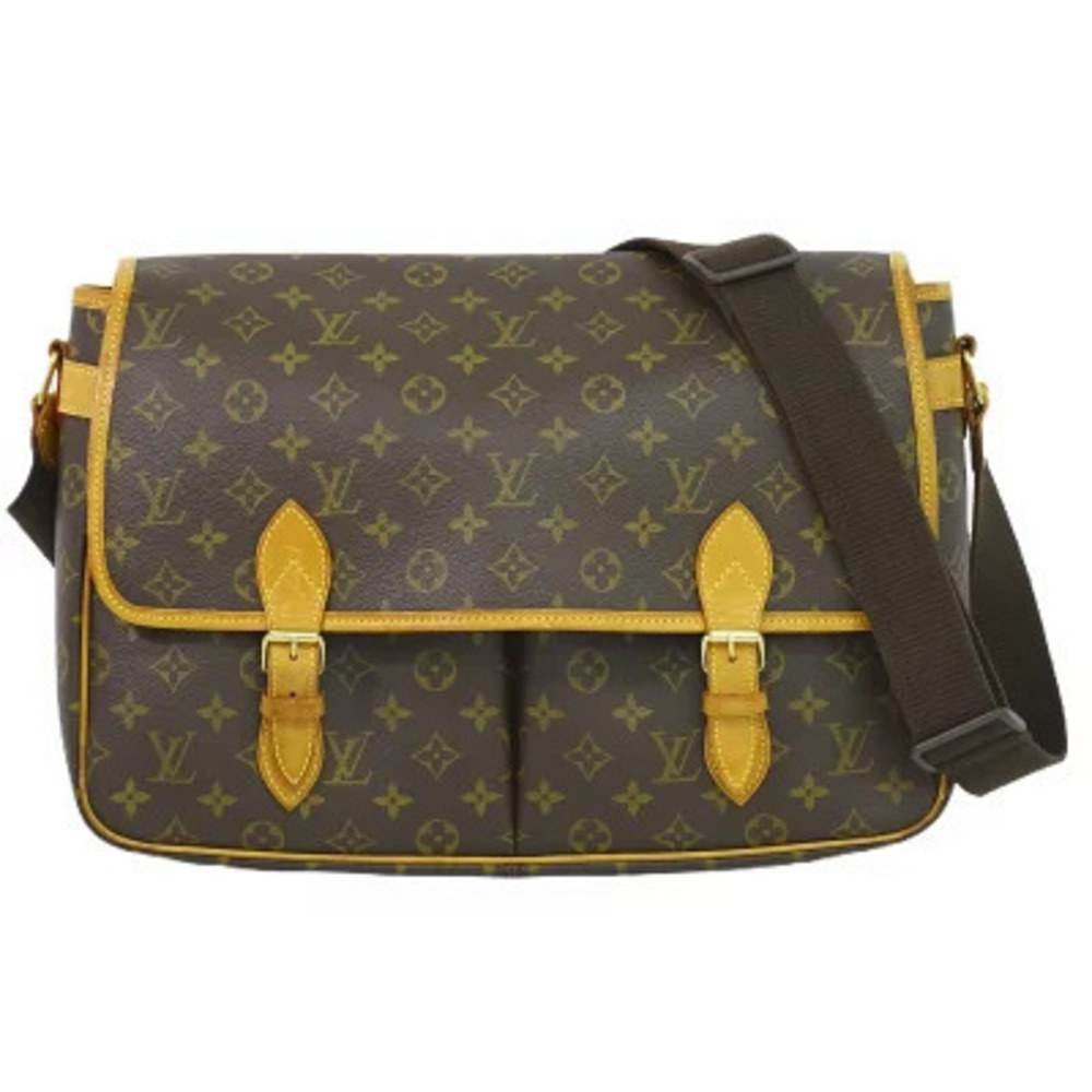 Louis Vuitton LV Gibeciere Pochette Shoulder Bag Leather Brown